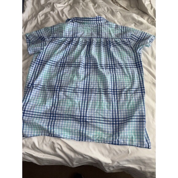 Womens Button-Down Shirt Light Blue & Green Size XL Tall - Picture 2 of 9